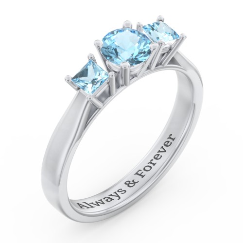 Three Stone Eternity with Princess Accents Ring