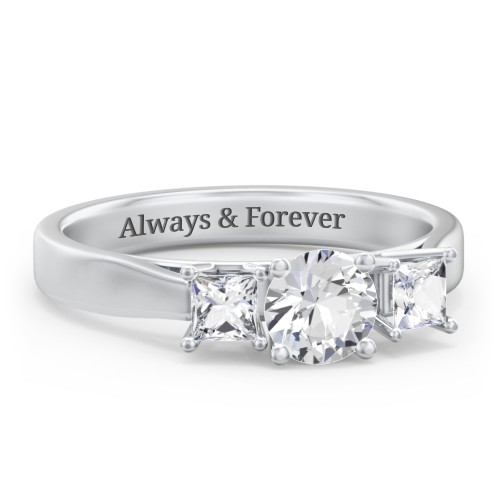 Three Stone Eternity with Princess Accents Ring