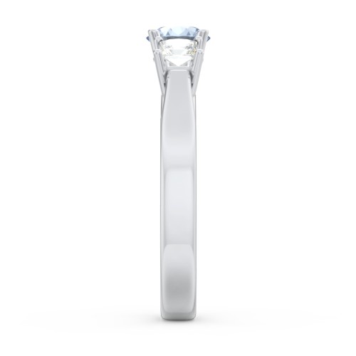 Three Stone Eternity with Princess Accents Ring – Sterling Silver with Aquamarine and Cubic Zirconia