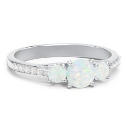 Three Stone Eternity Ring with Twin Accent Rows