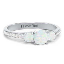 Three Stone Eternity Ring with Twin Accent Rows