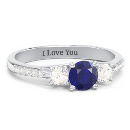 Three Stone Eternity Ring with Twin Accent Rows