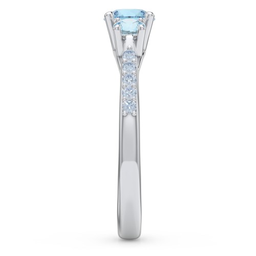 Three Stone Eternity Ring with Twin Accent Rows