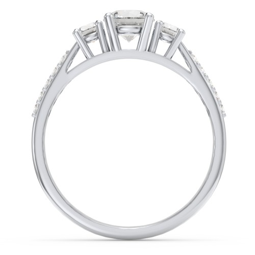 Three Stone Eternity Ring with Twin Accent Rows