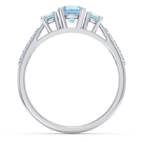 Three Stone Eternity Ring with Twin Accent Rows