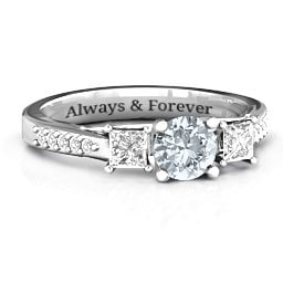 Three Stone Eternity Ring with Twin Accent Rows