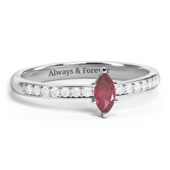 Elegant Marquise with Accent Band Ring – Sterling Silver with Ruby and White Premium Zirconia