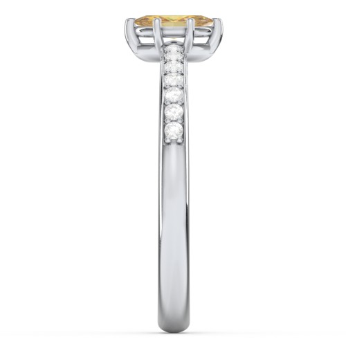 Elegant Marquise with Accent Band Ring – Sterling Silver with Citrine and White Premium Zirconia