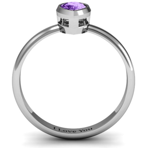 Pear with Raised Bezel Set Ring – Sterling Silver with Amethyst