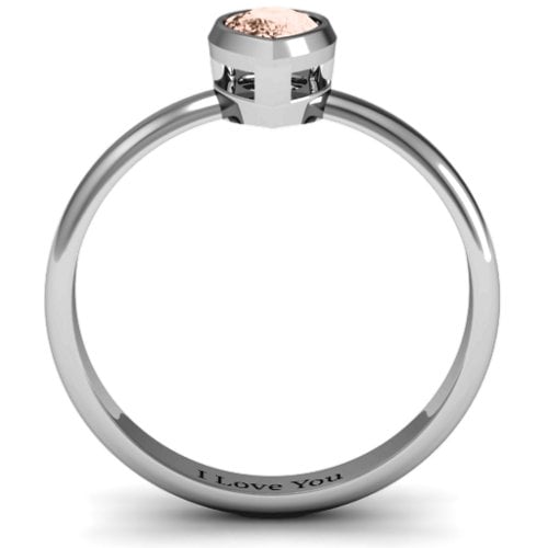 Pear with Raised Bezel Set Ring – Sterling Silver with Morganite