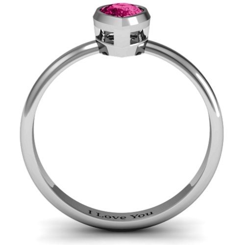 Pear with Raised Bezel Set Ring – Sterling Silver with Ruby
