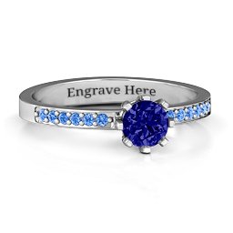 8 Prong Set Solitaire Ring with Shoulder Accents
