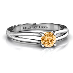 Split Shank Solitaire Ring in 925 Sterling Silver with Citrine