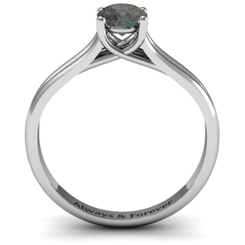 Split Shank Solitaire Ring – Sterling Silver with Alexandrite