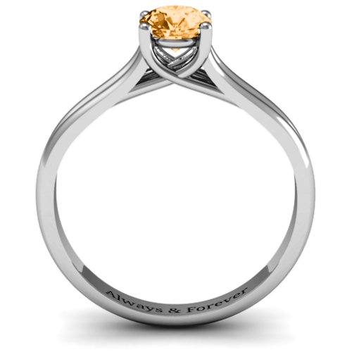 Split Shank Solitaire Ring – Sterling Silver with Citrine