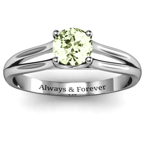 Split Shank Solitaire Ring – Sterling Silver with Peridot