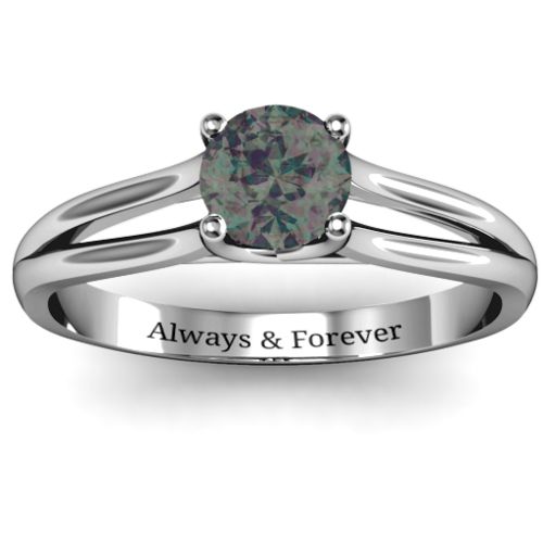 Split Shank Solitaire Ring – Sterling Silver with Alexandrite