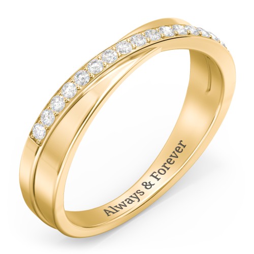 Accent Crossover Ring – 10K Yellow Gold with Diamond