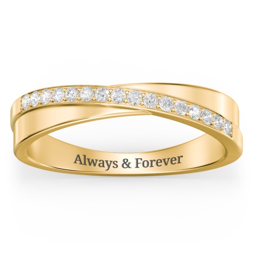 Accent Crossover Ring – 10K Yellow Gold with Diamond