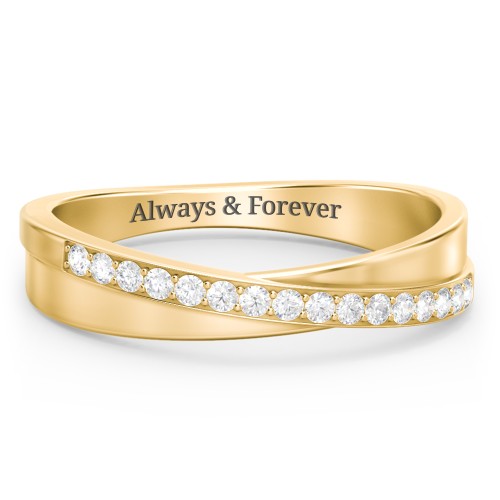 Accent Crossover Ring – 10K Yellow Gold with Diamond