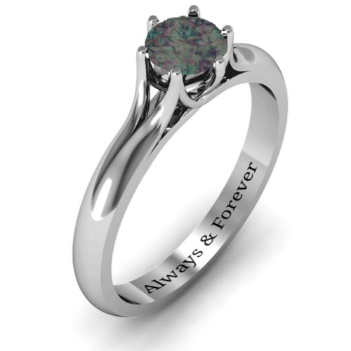 6 Prong Solitaire Ring – Sterling Silver with Alexandrite