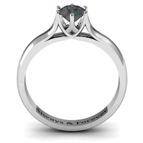 6 Prong Solitaire Ring – Sterling Silver with Alexandrite