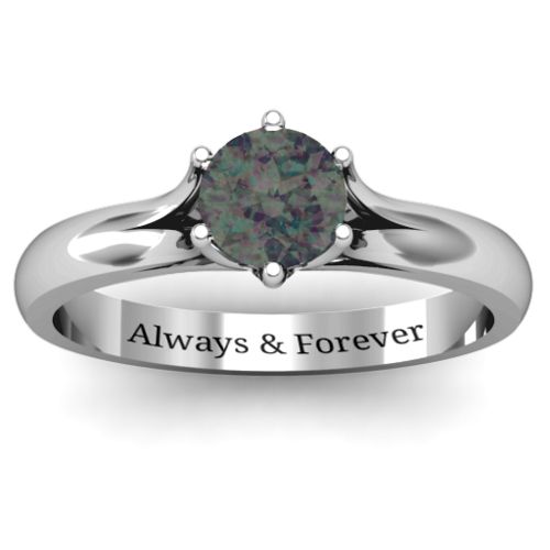 6 Prong Solitaire Ring – Sterling Silver with Alexandrite