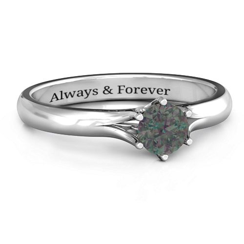 6 Prong Solitaire Ring – Sterling Silver with Alexandrite
