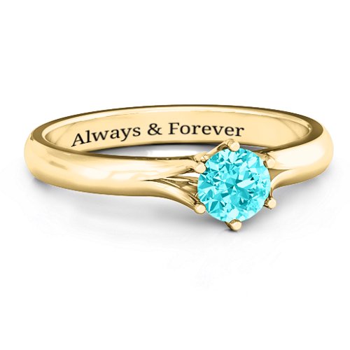 6 Prong Solitaire Ring – 10K Yellow Gold with Mint Premium Zirconia