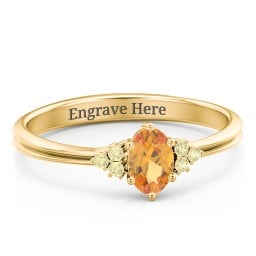 Solitaire Oval with Triple Accents Ring