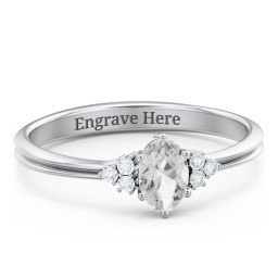 Solitaire Oval with Triple Accents Ring