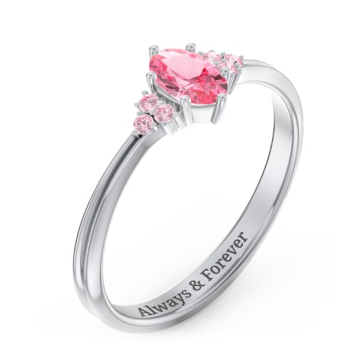 Solitaire Oval with Triple Accents Ring