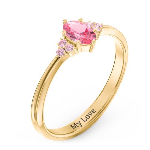 Solitaire Oval with Triple Accents Ring