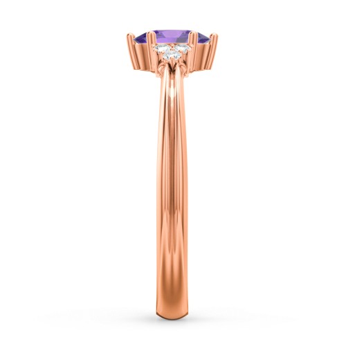 Solitaire Oval with Triple Accents Ring