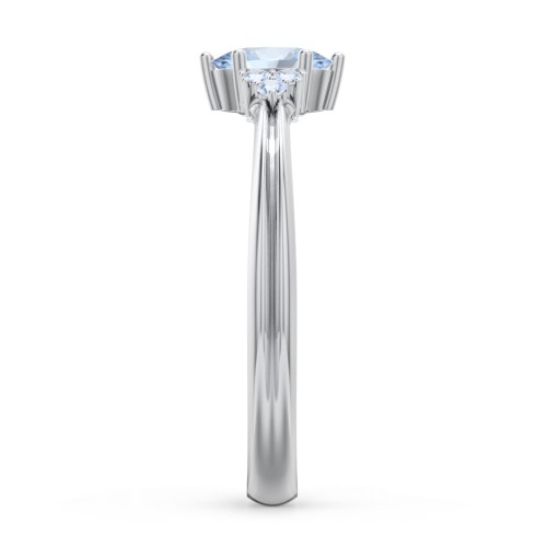 Solitaire Oval with Triple Accents Ring