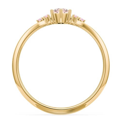 Solitaire Oval with Triple Accents Ring – 18K Gold Plated Silver with Morganite and Fancy Pink Premium Zirconia