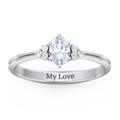 Solitaire Oval with Triple Accents Ring