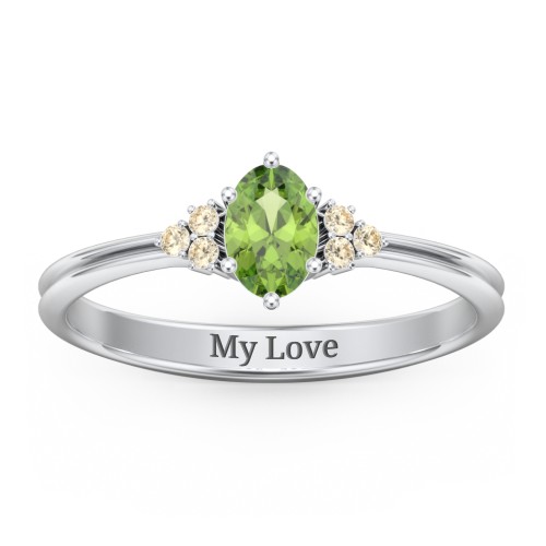 Solitaire Oval with Triple Accents Ring