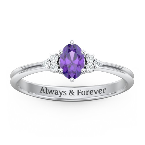 Solitaire Oval with Triple Accents Ring