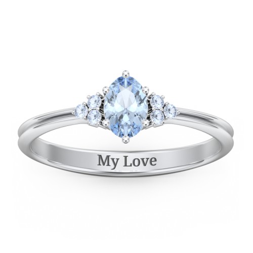 Solitaire Oval with Triple Accents Ring