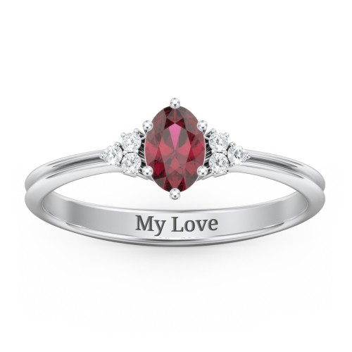 Solitaire Oval with Triple Accents Ring