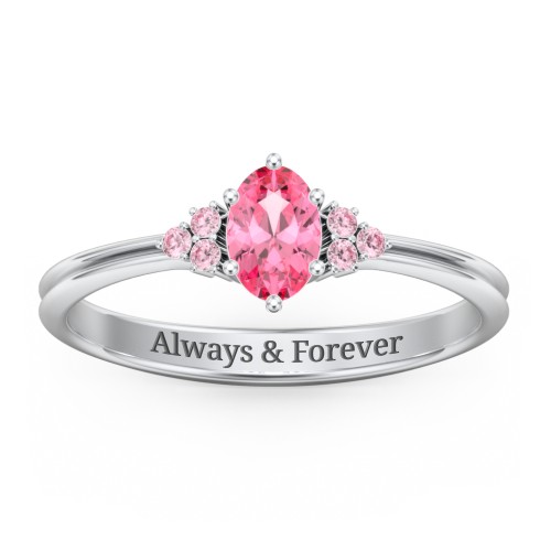 Solitaire Oval with Triple Accents Ring