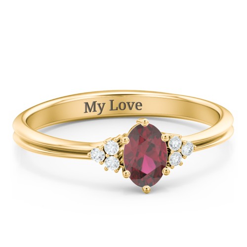Solitaire Oval with Triple Accents Ring