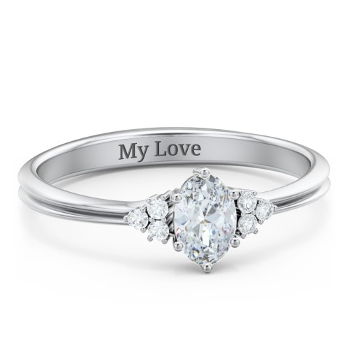 Solitaire Oval with Triple Accents Ring