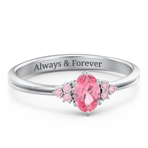 Solitaire Oval with Triple Accents Ring