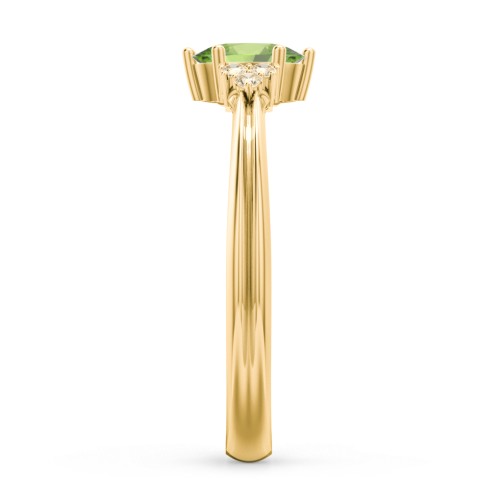 Solitaire Oval with Triple Accents Ring – 18K Gold Plated Silver with Peridot and Fancy Yellow Premium Zirconia