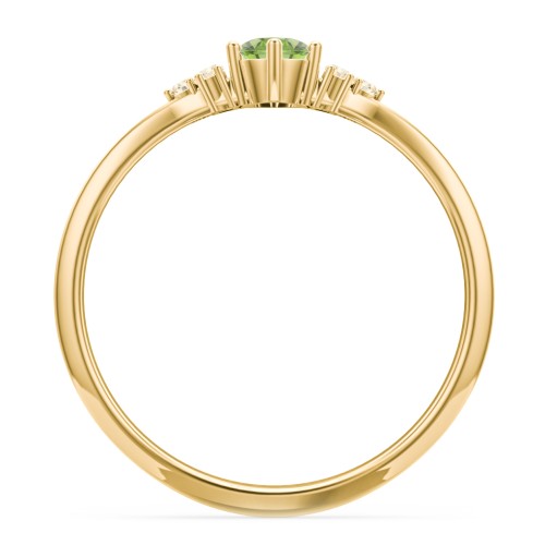 Solitaire Oval with Triple Accents Ring – 18K Gold Plated Silver with Peridot and Fancy Yellow Premium Zirconia