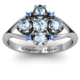 Round Stone "Beehive" Bloom Ring with Acccents