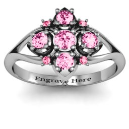 Round Stone "Beehive" Bloom Ring with Acccents