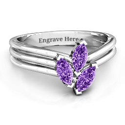 Triple Marquise Collage Ring in 925 Sterling Silver with Amethyst